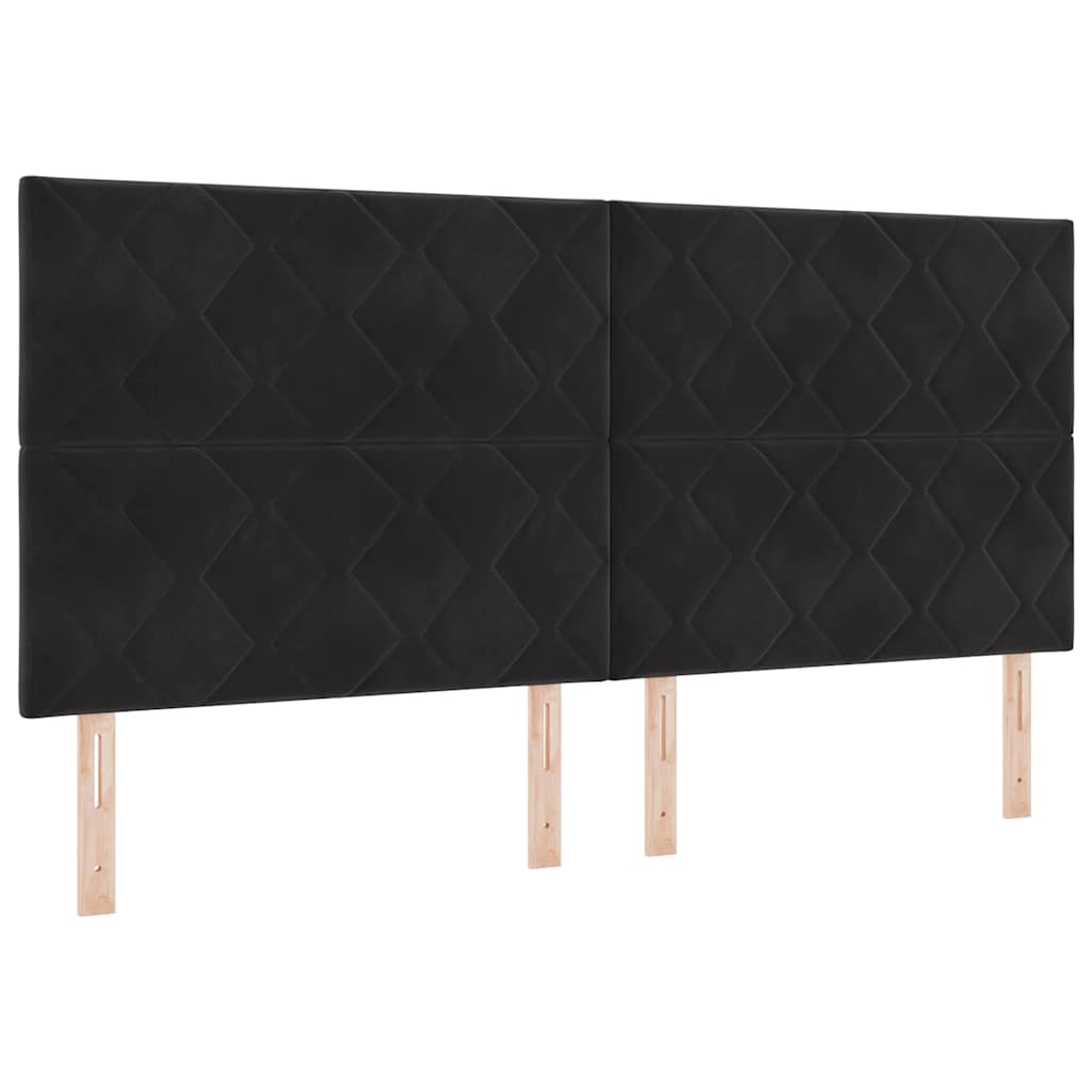 LED Box Spring Bed med hovedgærde Sort 200 x 200 cm Fløjl