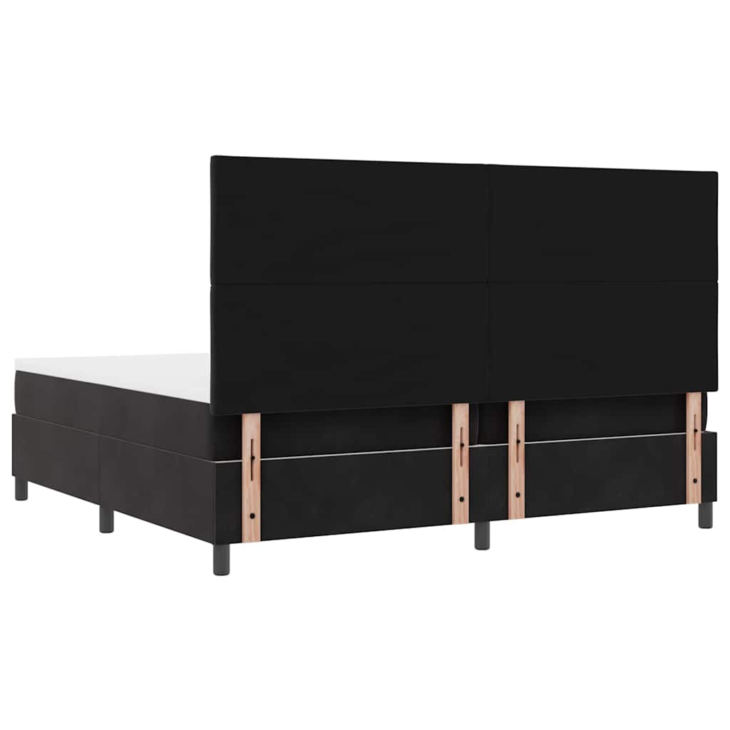 LED Box Spring Bed med hovedgærde Sort 200 x 200 cm Fløjl