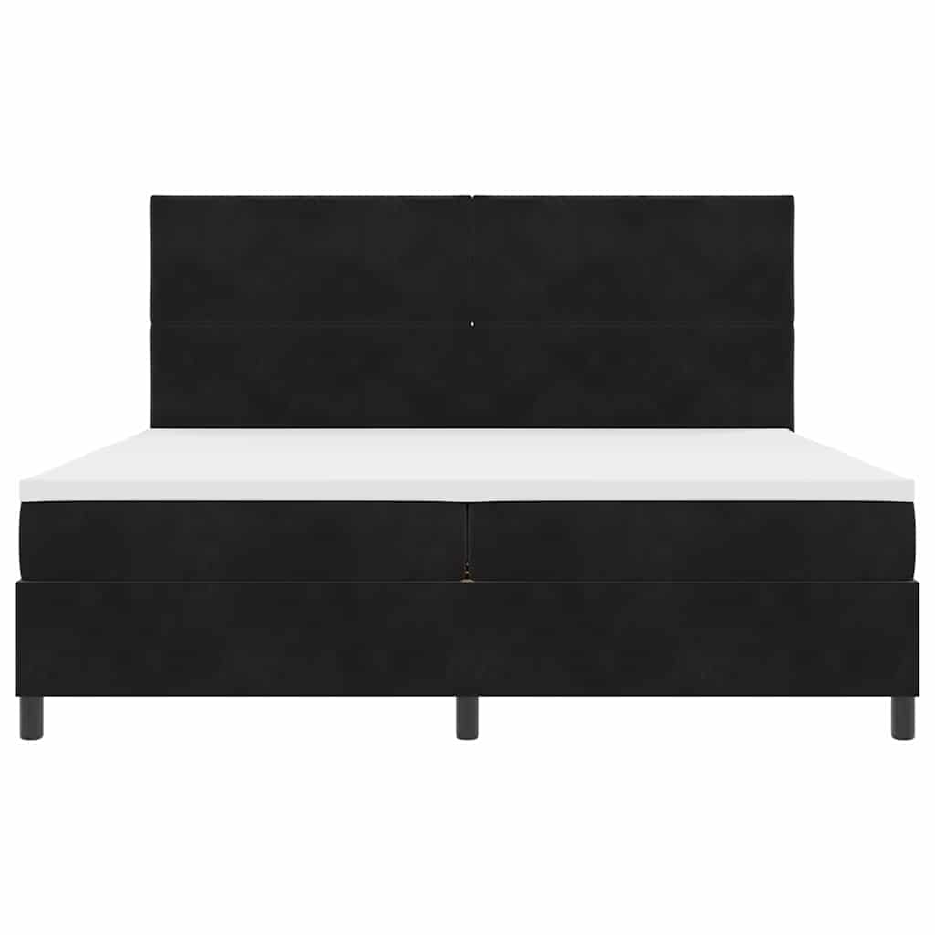 LED Box Spring Bed med hovedgærde Sort 200 x 200 cm Fløjl