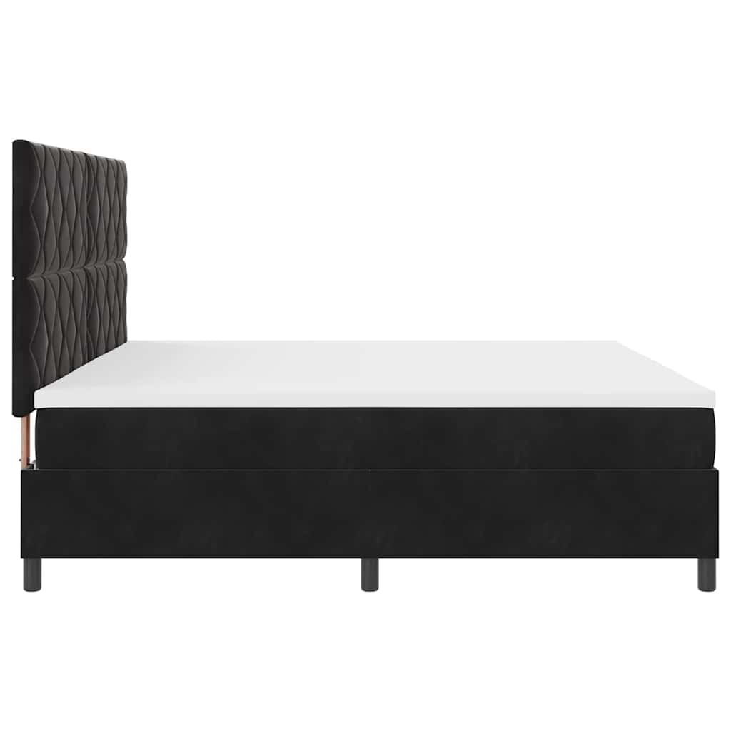 LED Box Spring Bed med hovedgærde Sort 200 x 200 cm Fløjl