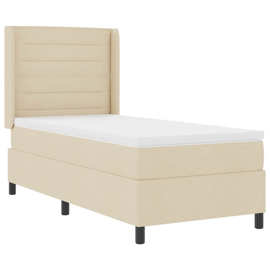 LED Box Spring Bed med madras Creme 80 x 200 cm Stof