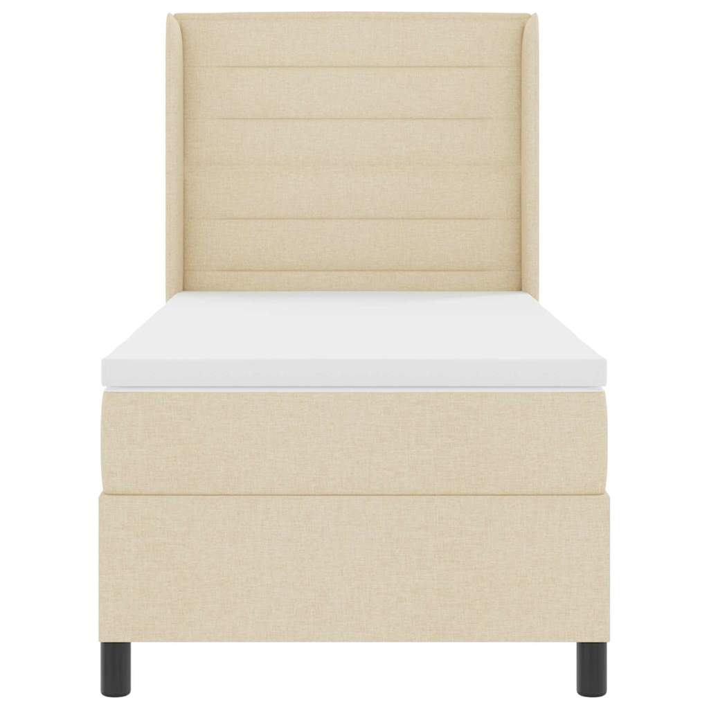 LED Box Spring Bed med madras Creme 80 x 200 cm Stof
