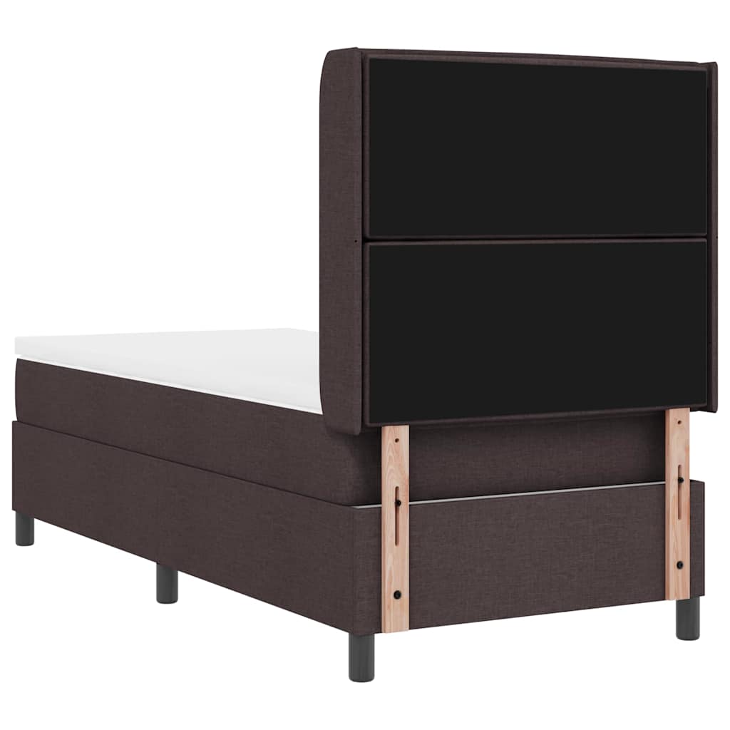 LED Box Spring Bed med madras Mørk Brun 90 x 200 cm Stof