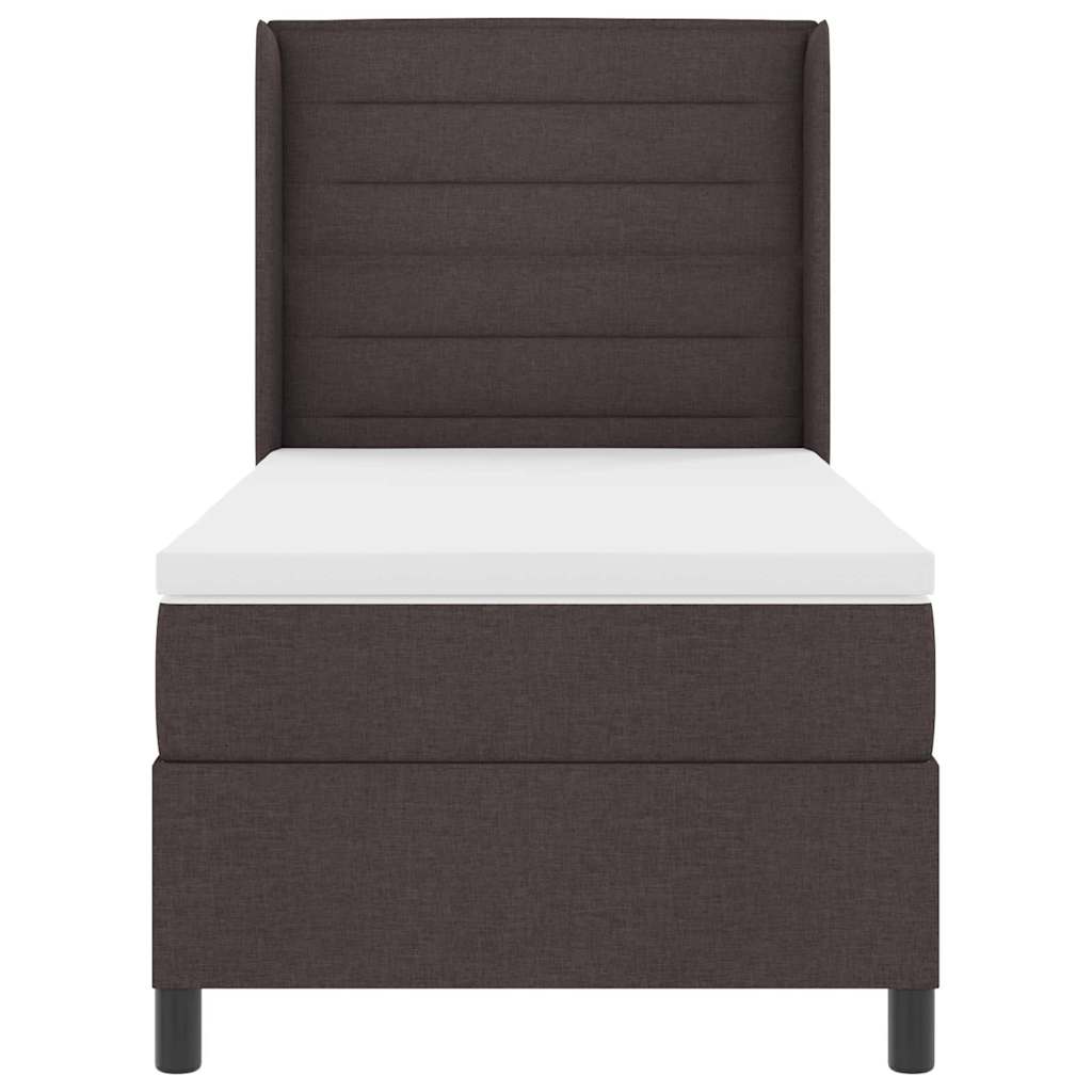 LED Box Spring Bed med madras Mørk Brun 90 x 200 cm Stof