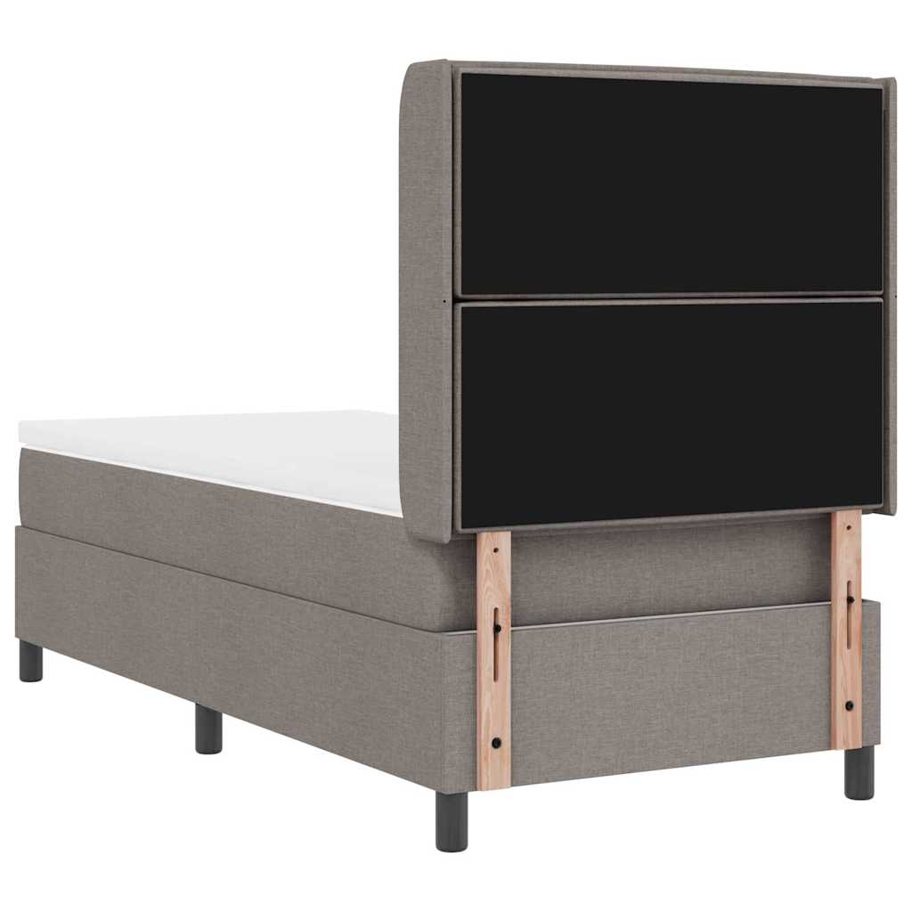 LED Box Spring Bed med hovedgærde Gråbrun 100 x 200 cm Stof