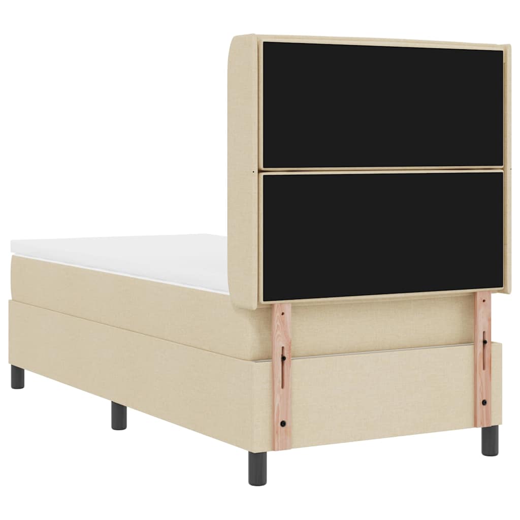 LED Box Spring Bed med madras Creme 100 x 200 cm Stof