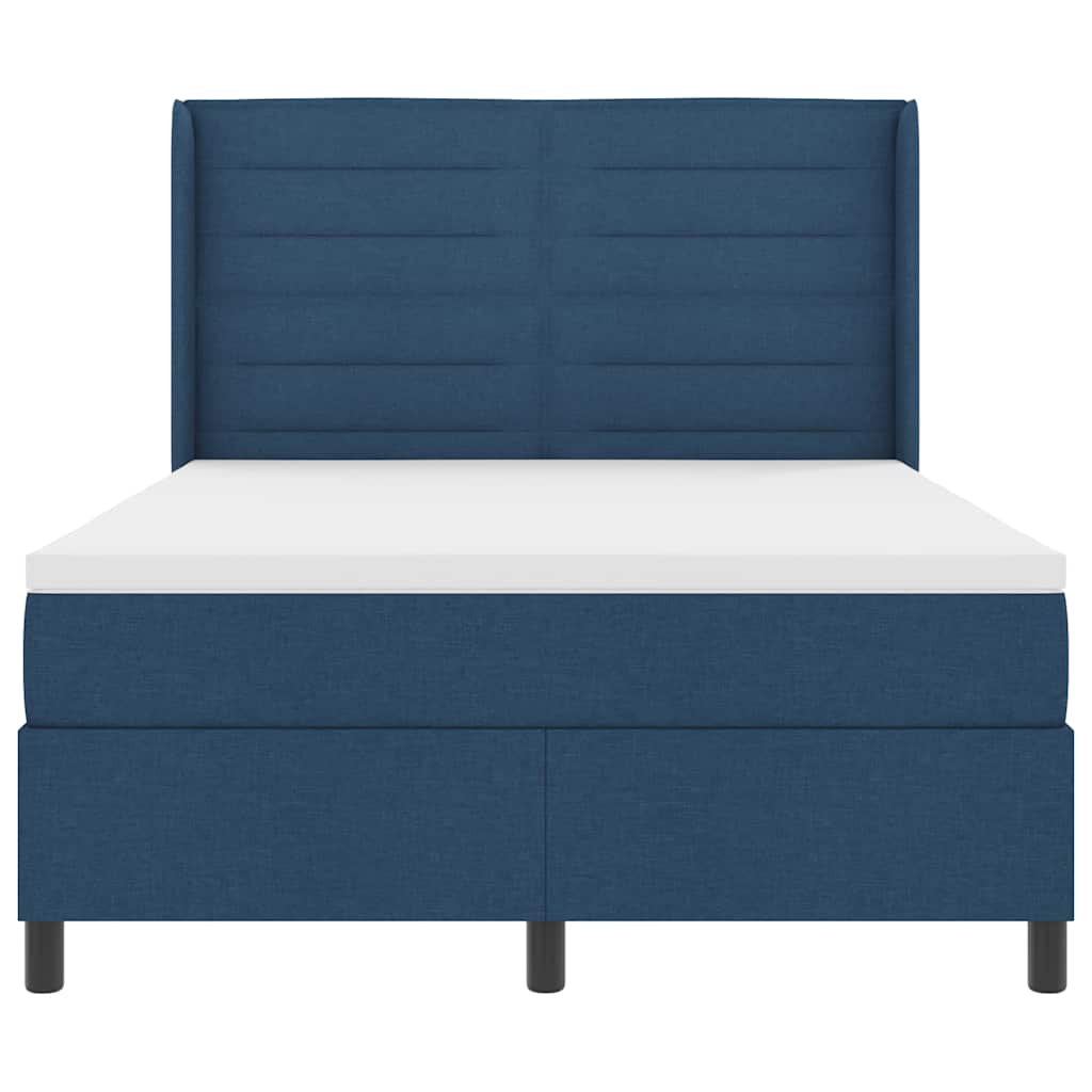 LED Box Spring Bed med hovedgærde Blå 140 x 190 cm Stof