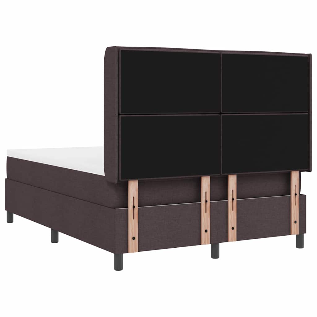 LED Box Spring Bed med madras Mørk Brun 140 x 200 cm Stof