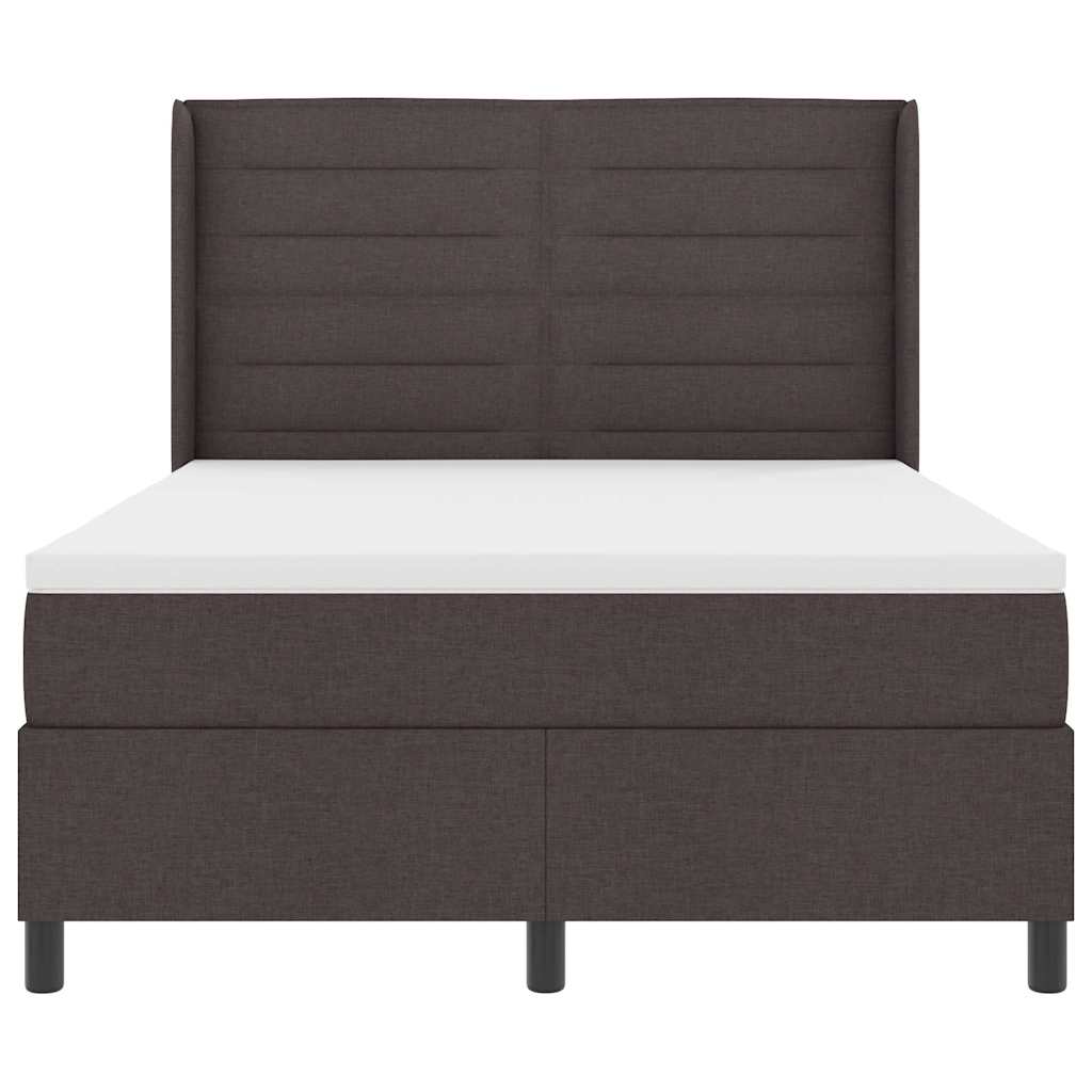 LED Box Spring Bed med madras Mørk Brun 140 x 200 cm Stof
