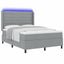 LED Box Spring Bed med madras Lysegrå 160 x 200 cm Stof