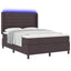 LED Box Spring Bed med madras Mørk Brun 160 x 200 cm Stof