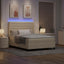 LED Box Spring Bed med madras Creme 160 x 200 cm Stof