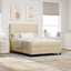 LED Box Spring Bed med madras Creme 160 x 200 cm Stof
