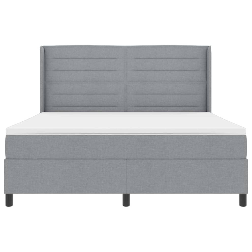 LED Box Spring Bed med madras Lysegrå 180 x 200 cm Stof