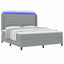 LED Box Spring Bed med madras Lysegrå 180 x 200 cm Stof