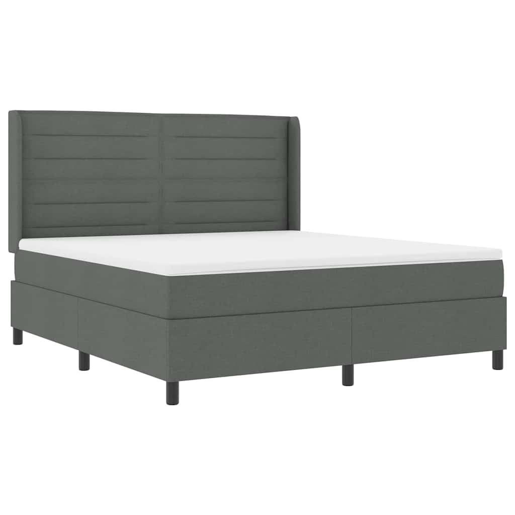 LED Box Spring Bed med madras Mørkegrå 180 x 200 cm Stof