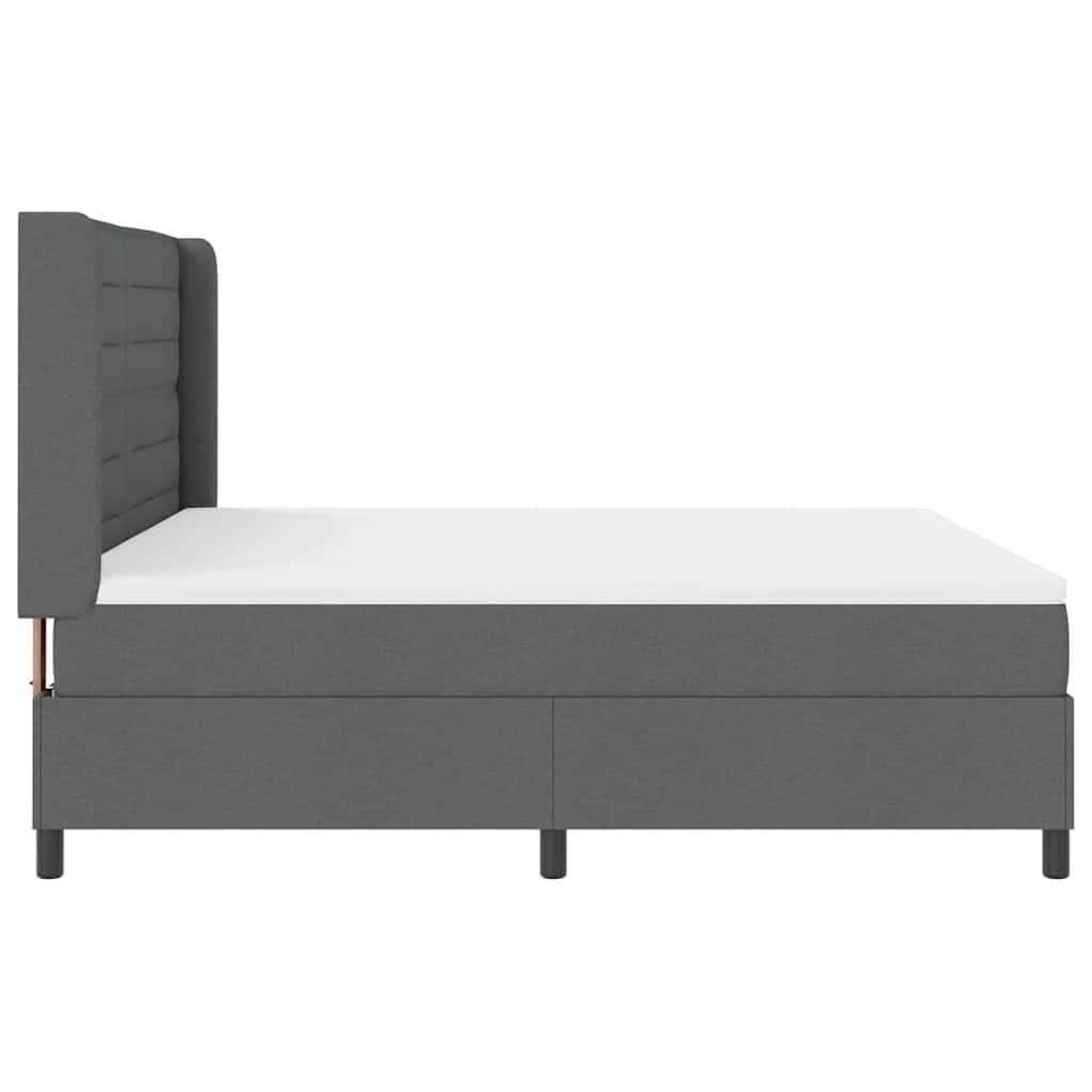 LED Box Spring Bed med madras Mørkegrå 180 x 200 cm Stof