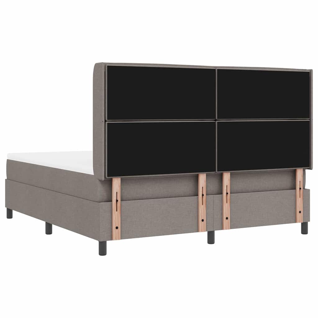 LED Box Spring Bed med hovedgærde Gråbrun 180 x 200 cm Stof