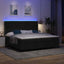LED Box Spring Bed med madras Sort 200 x 200 cm Stof