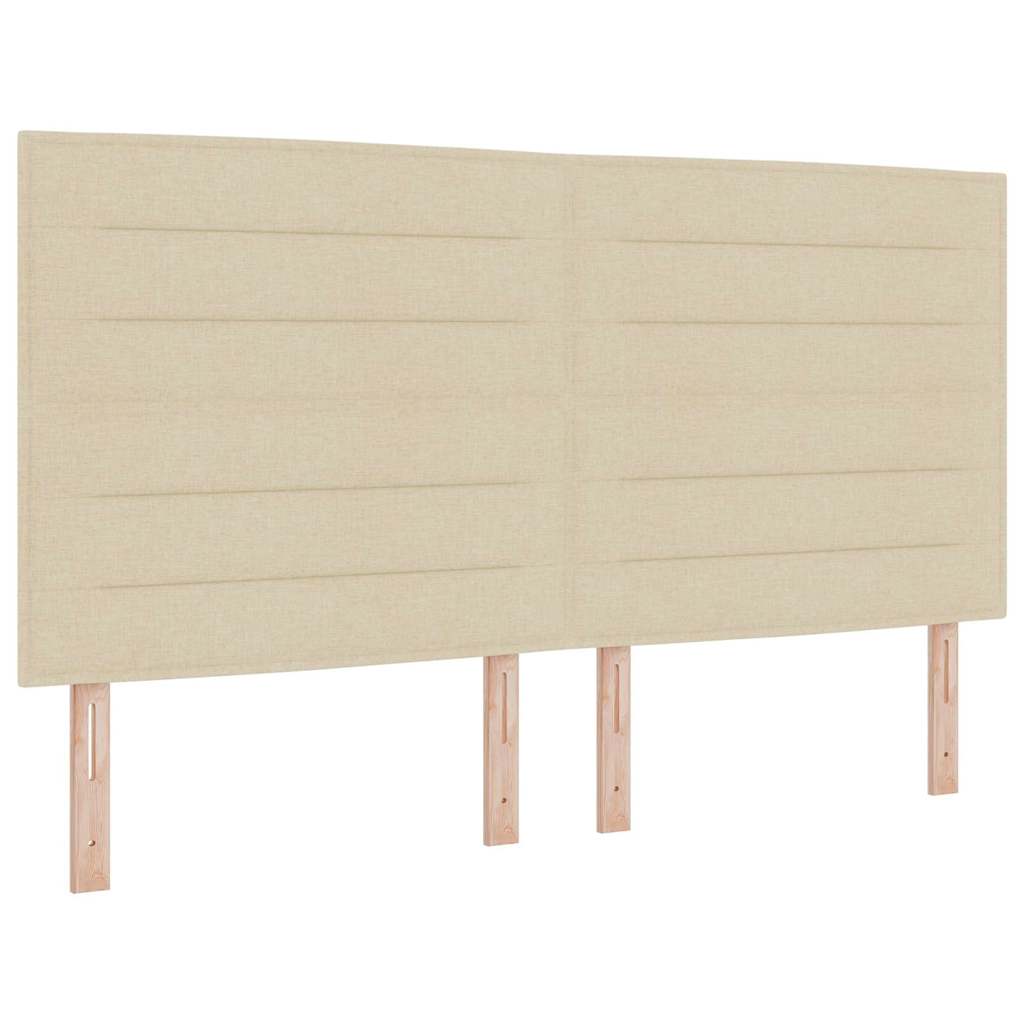 LED Box Spring Bed med madras Creme 200 x 200 cm Stof