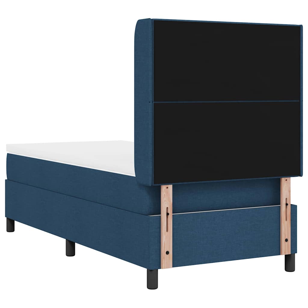 LED Box Spring Bed med hovedgærde Blå 90 x 190 cm Stof