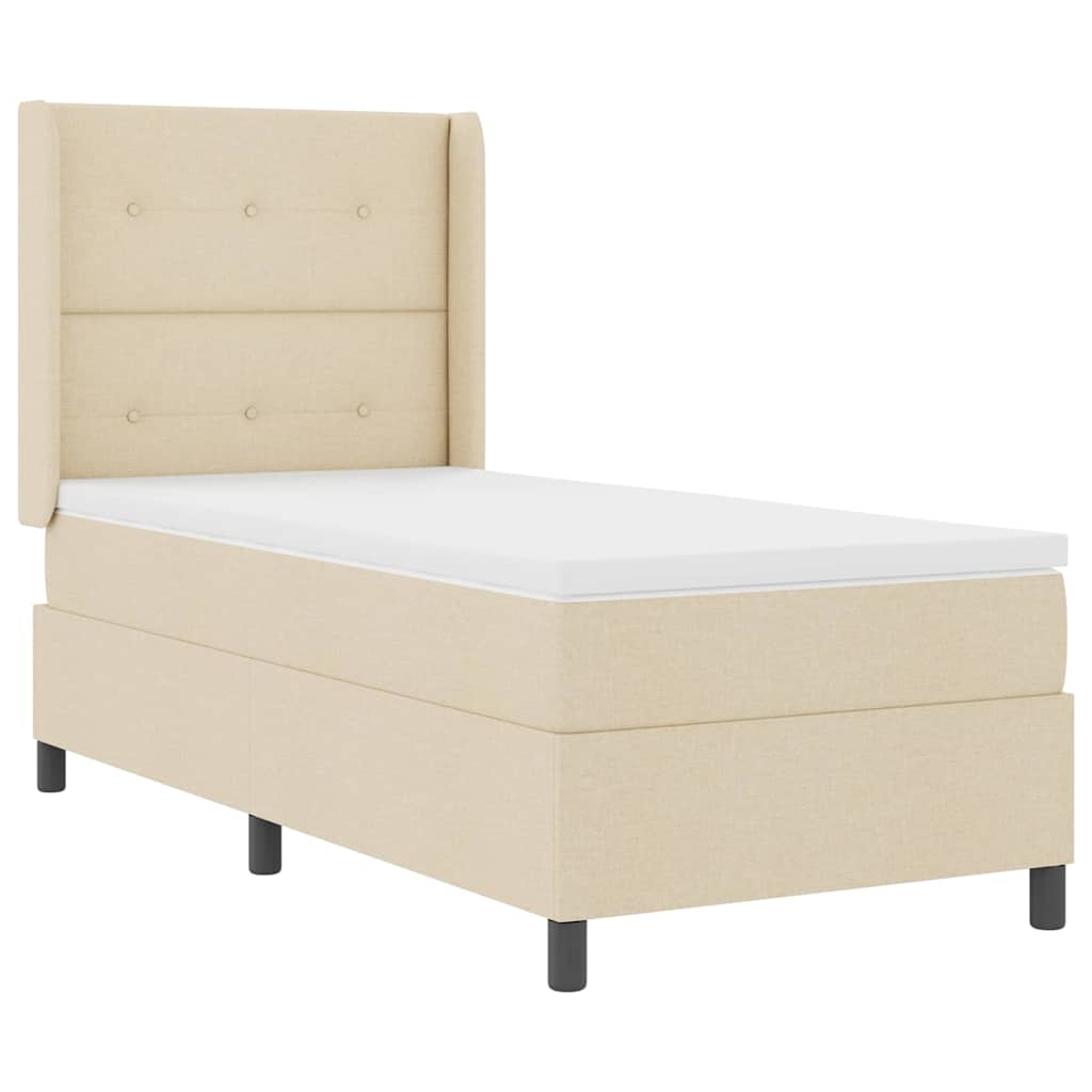 LED Box Spring Bed med pude Creme 100 x 200 cm Stof