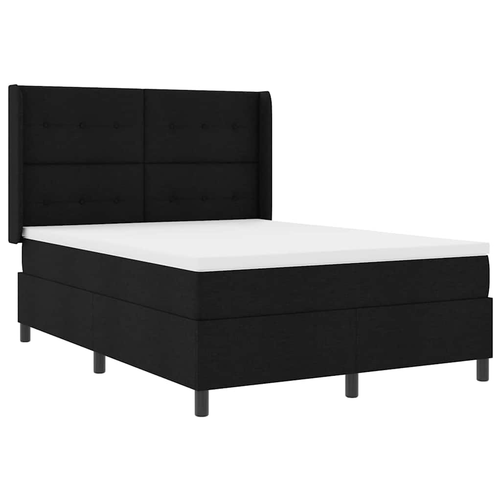LED Box Spring Bed med hovedgærde Sort 140 x 200 cm Stof