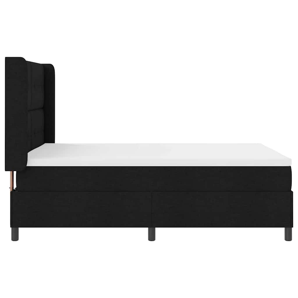 LED Box Spring Bed med hovedgærde Sort 140 x 200 cm Stof