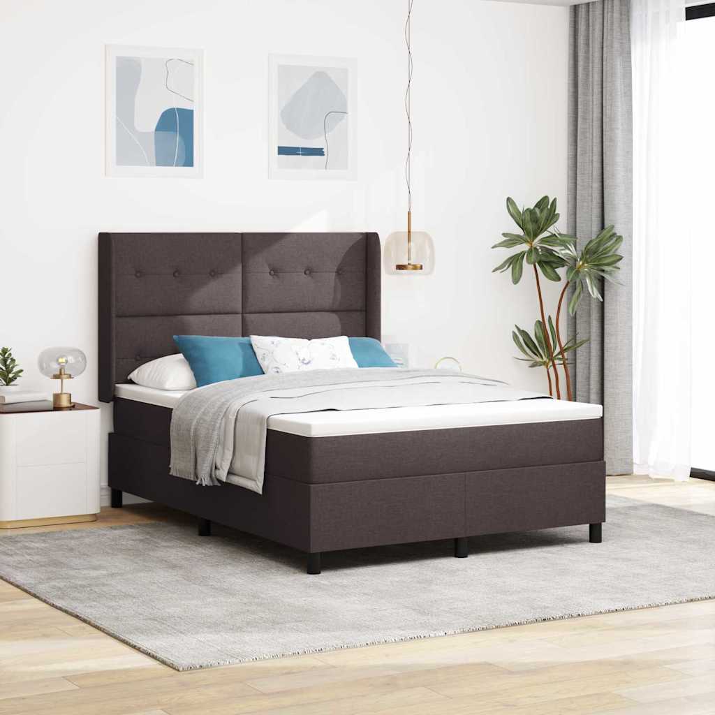LED Box Spring Bed med hovedgærde Mørk Brun 160 x 200 cm Stof