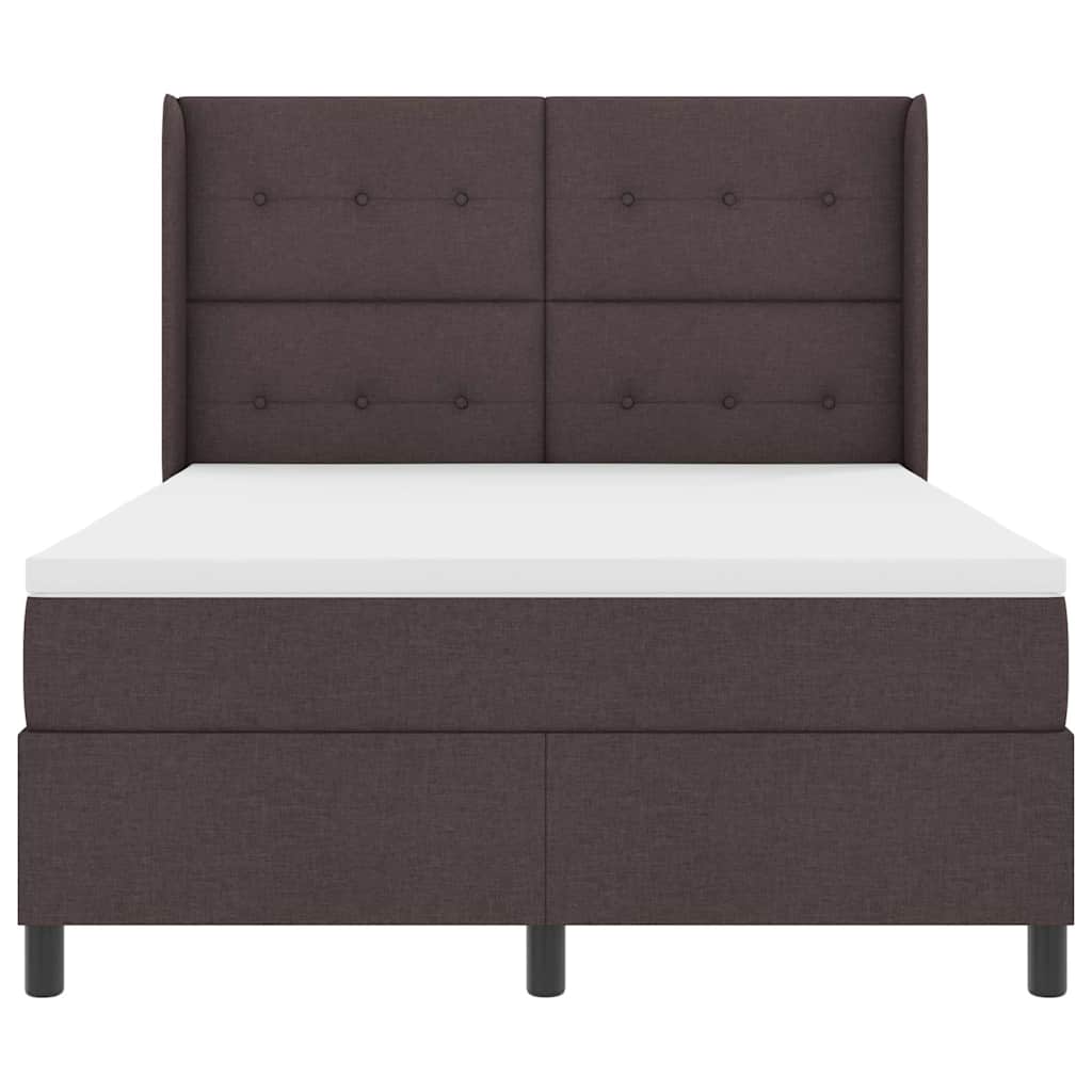 LED Box Spring Bed med hovedgærde Mørk Brun 160 x 200 cm Stof