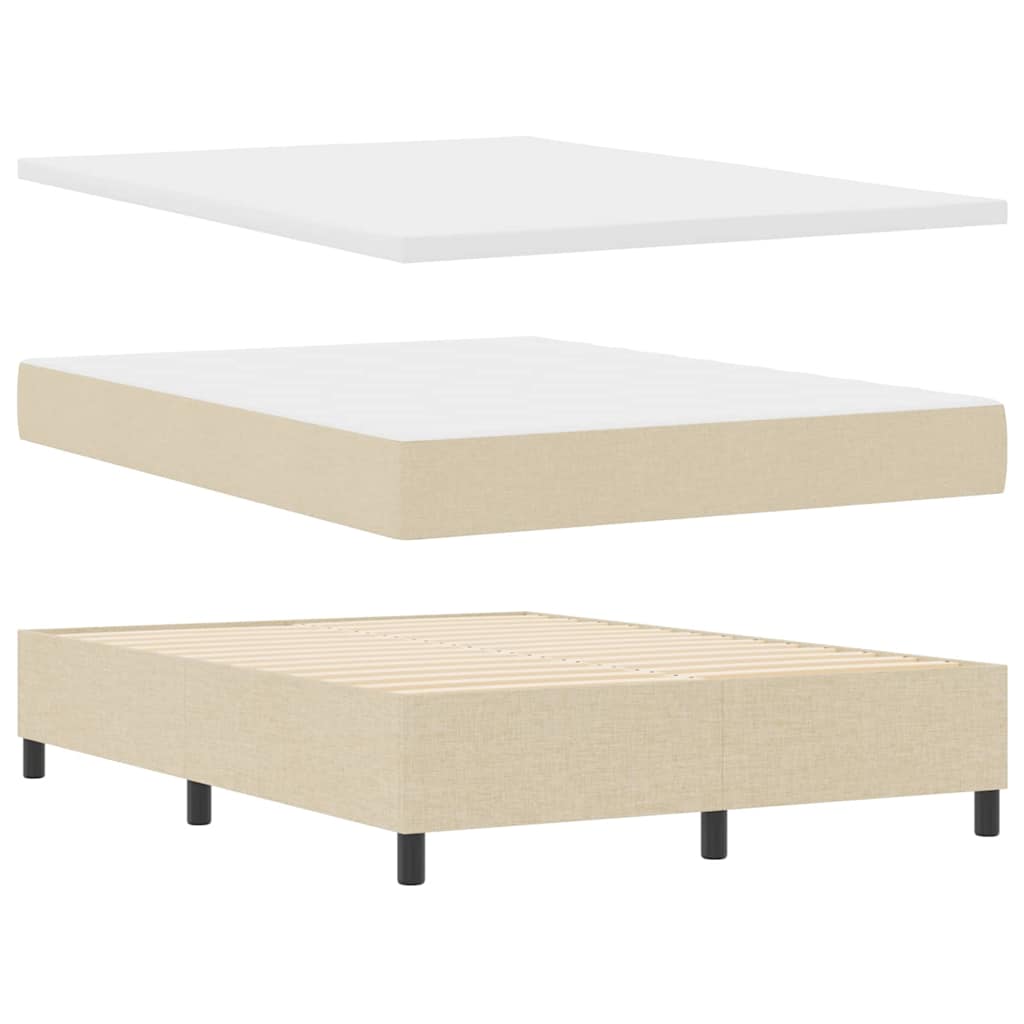 LED Box Spring Bed med hovedgærde Creme 160 x 200 cm Stof