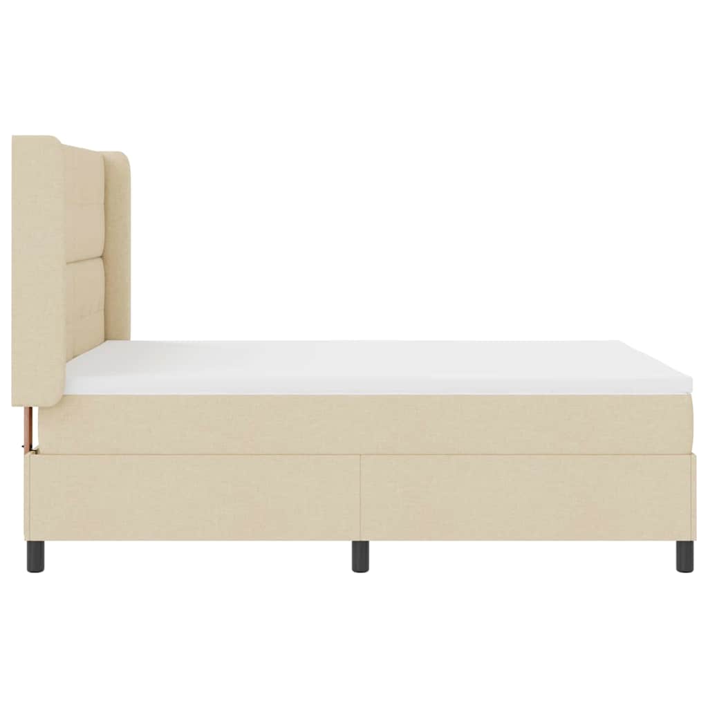 LED Box Spring Bed med hovedgærde Creme 160 x 200 cm Stof
