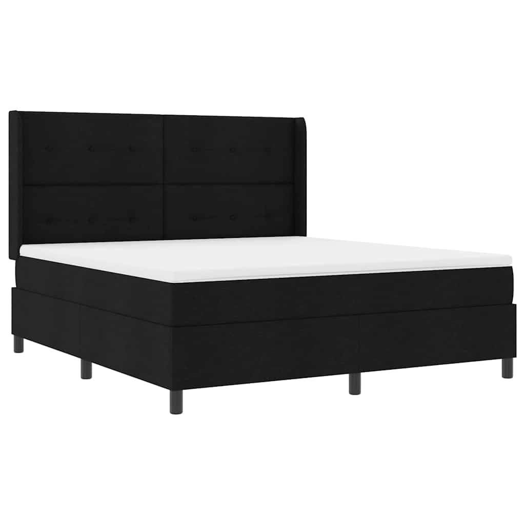 LED Box Spring Bed med hovedgærde Sort 180 x 200 cm Stof