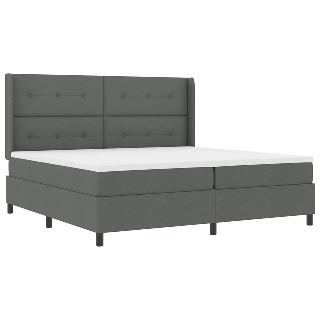 LED Box Spring Bed med hovedgærde Mørkegrå 200 x 200 cm Stof