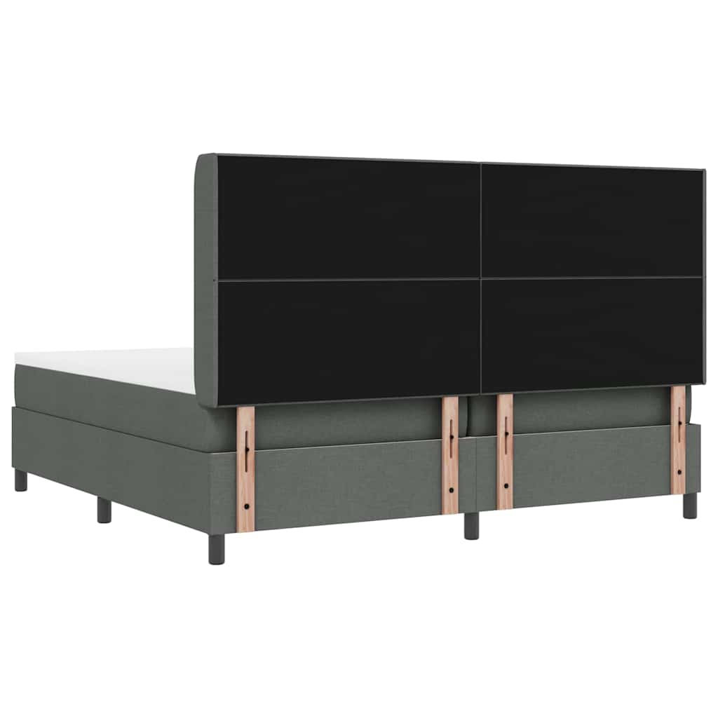 LED Box Spring Bed med hovedgærde Mørkegrå 200 x 200 cm Stof