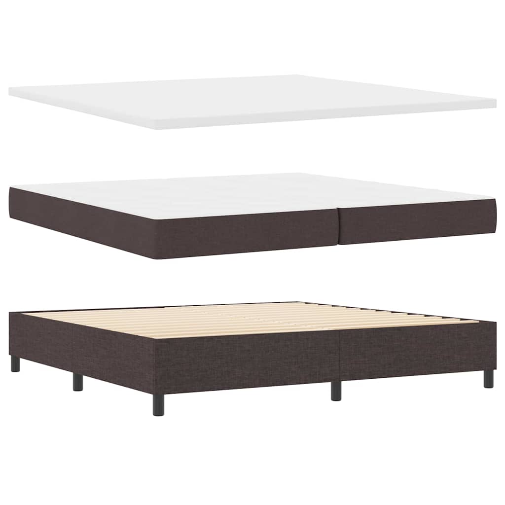 LED Box Spring Bed med hovedgærde Mørk Brun 200 x 200 cm Stof