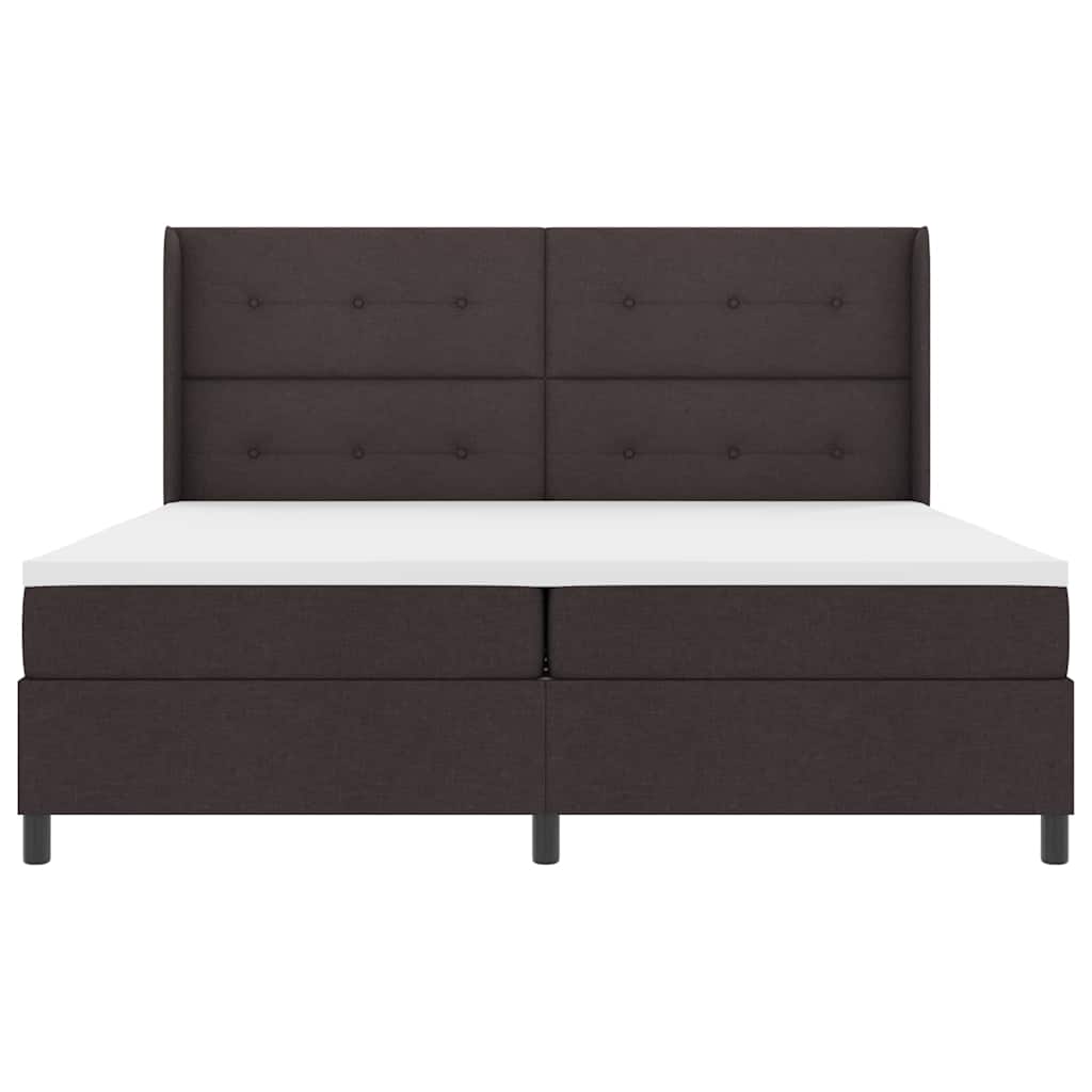 LED Box Spring Bed med hovedgærde Mørk Brun 200 x 200 cm Stof