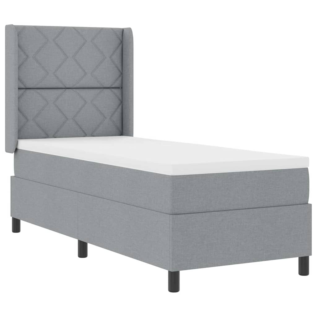 LED Box Spring Bed med hovedgærde Lysegrå 80 x 200 cm Stof
