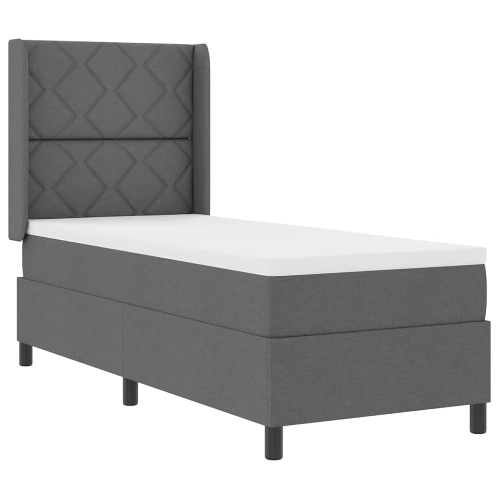 LED Box Spring Bed med hovedgærde Mørkegrå 80 x 200 cm Stof