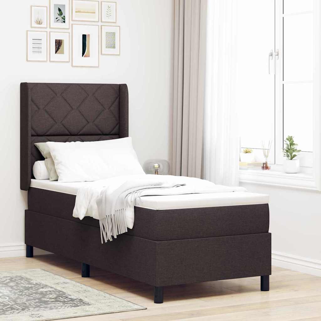 LED Box Spring Bed med pude Mørk Brun 80 x 200 cm Stof
