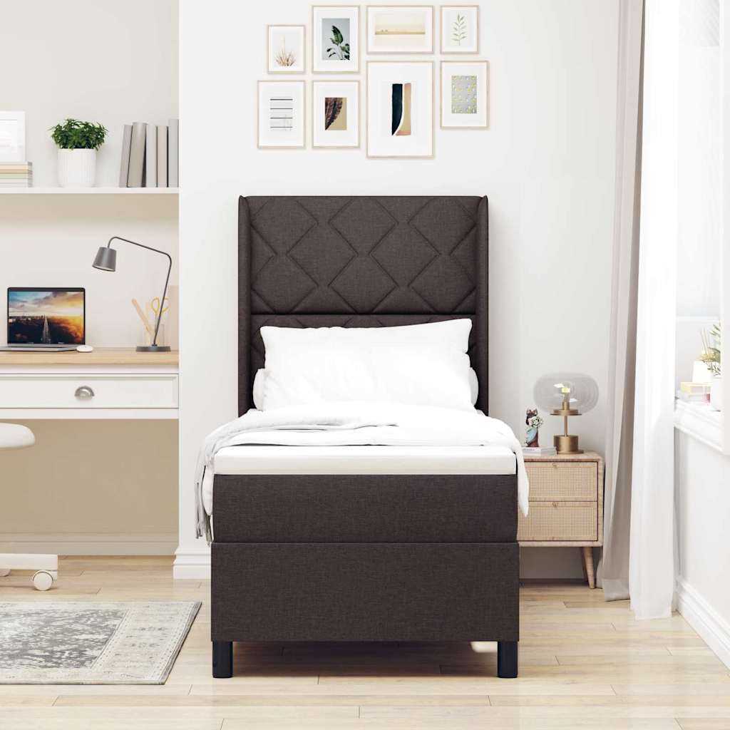 LED Box Spring Bed med pude Mørk Brun 80 x 200 cm Stof