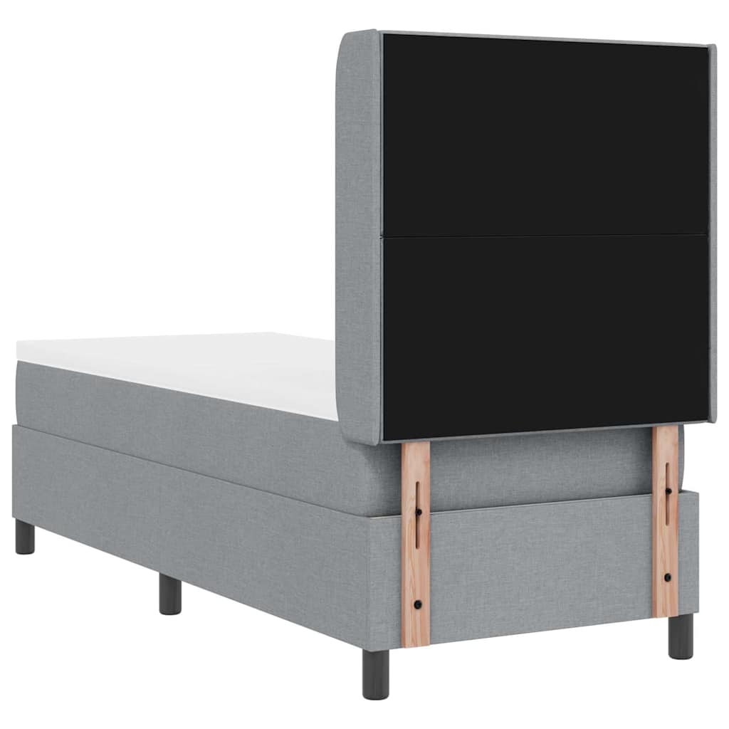 LED Box Spring Bed med hovedgærde Lysegrå 90 x 190 cm Stof