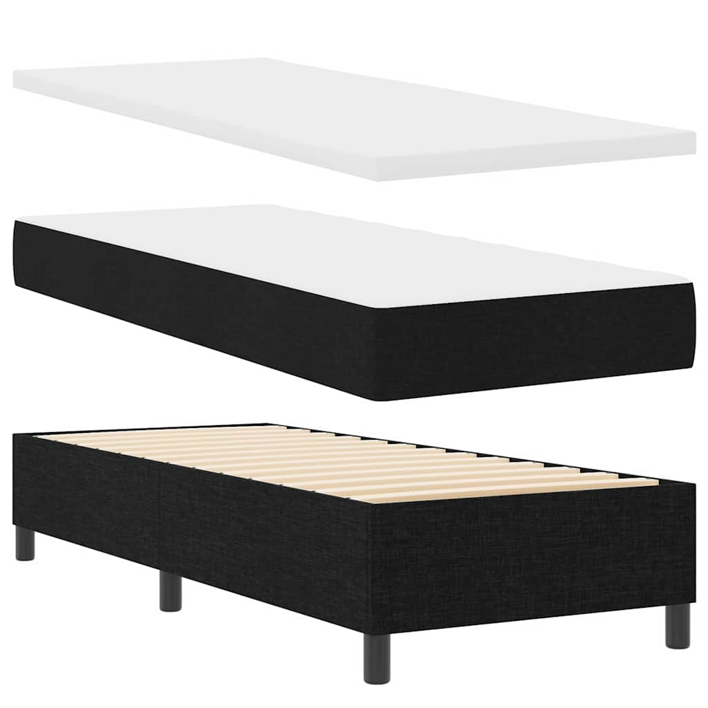 LED Box Spring Bed med hovedgærde Sort 90 x 190 cm Stof