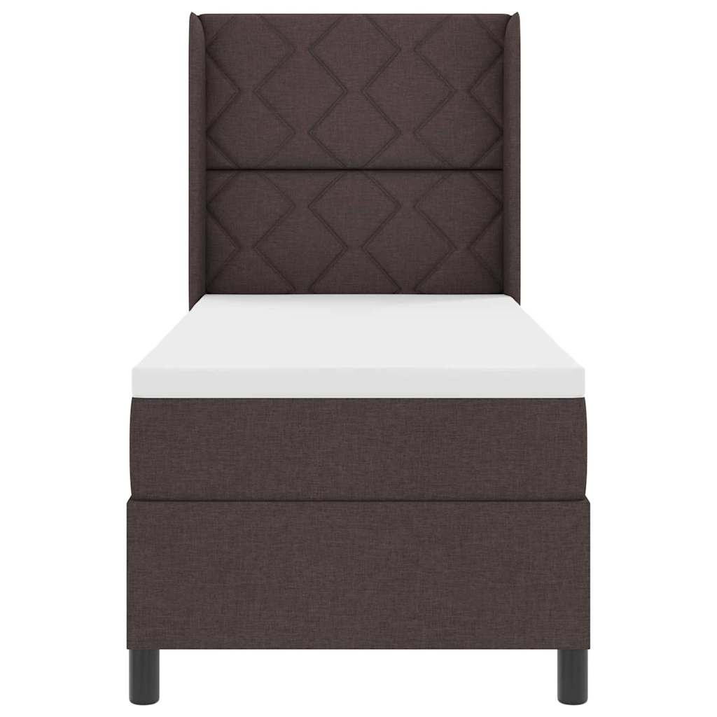 LED Box Spring Bed med hovedgærde Mørk Brun 90 x 190 cm Stof