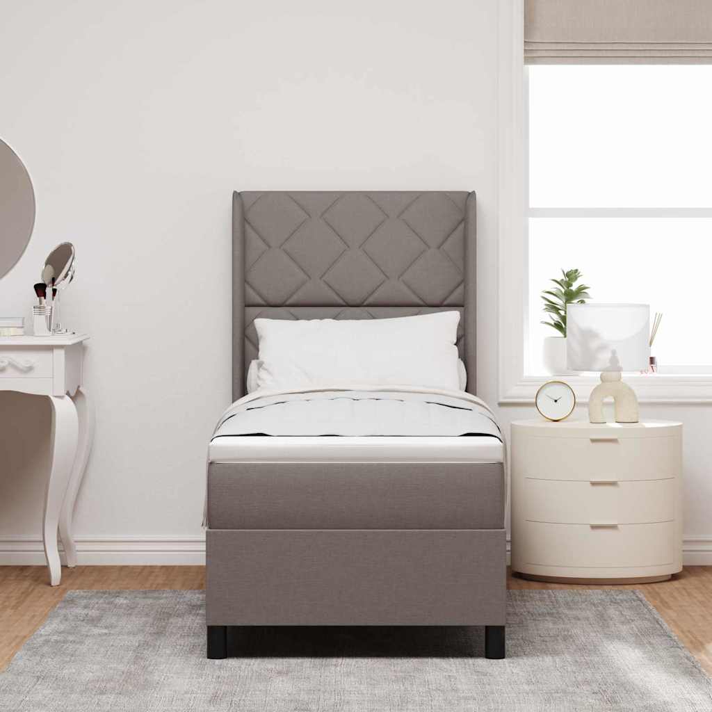 LED Box Spring Bed med hovedgærde Gråbrun 90 x 190 cm Stof