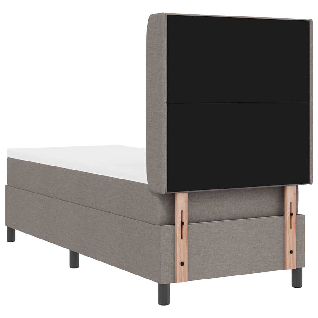 LED Box Spring Bed med hovedgærde Gråbrun 90 x 190 cm Stof