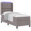 LED Box Spring Bed med hovedgærde Gråbrun 90 x 190 cm Stof