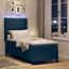LED Box Spring Bed med hovedgærde Blå 90 x 190 cm Stof