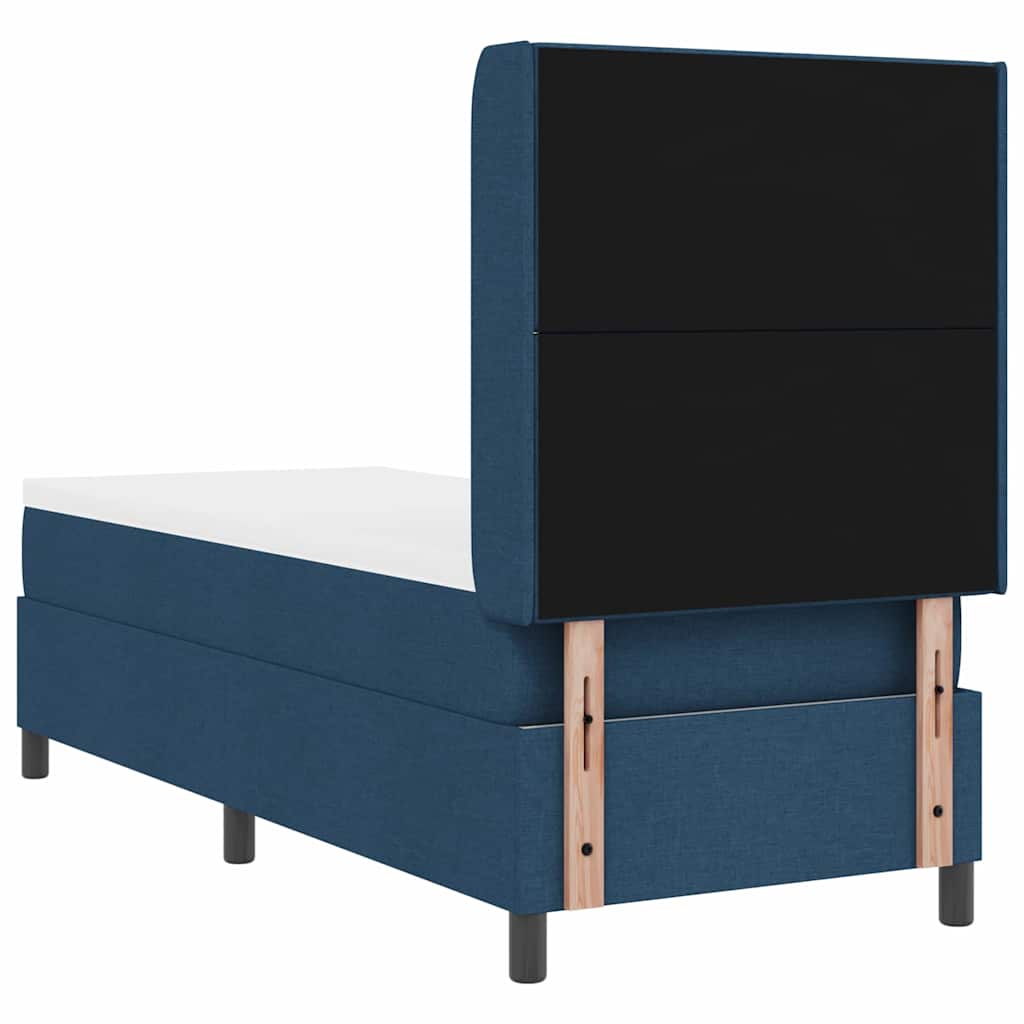 LED Box Spring Bed med hovedgærde Blå 90 x 190 cm Stof