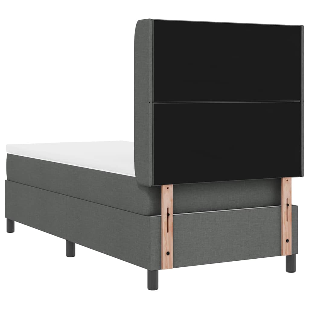 LED Box Spring Bed med hovedgærde Mørkegrå 90 x 200 cm Stof